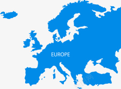 蓝色干净欧洲地图矢量图素材