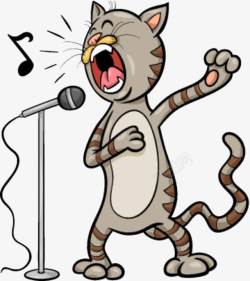 动听的歌曲对着麦克风大声唱歌的小猫高清图片