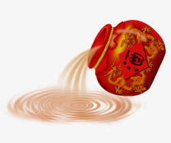 红色手绘中国风酒坛素材