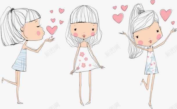 三个爱心小女孩暖色调图案矢量图eps免抠素材_88icon https://88icon.com T恤图案 三姐妹 封面素材 明信片背景 矢量图 装饰