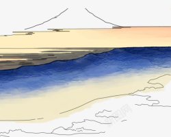 浮世绘海边日本水墨画素材