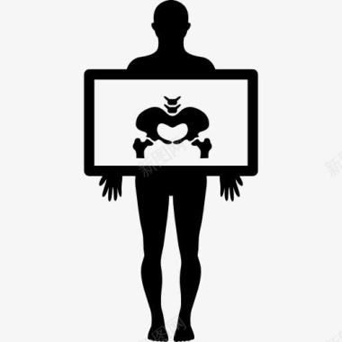 射线髋关节X射线图像上站立着的人手中图标图标