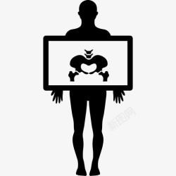 X射线解剖学髋关节X射线图像上站立着的人手中图标高清图片