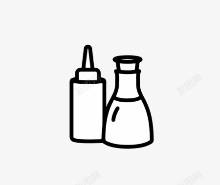酱油瓶食品瓶线稿矢量图图标图标