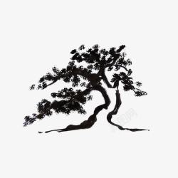中国画松树黑色松树高清图片