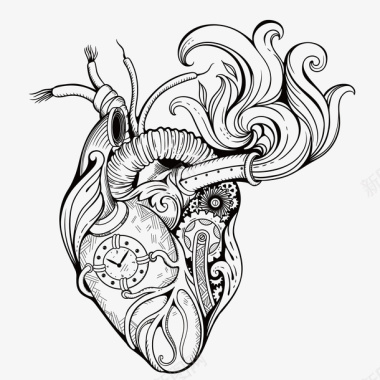 线描手绘创新酷炫线描心脏图标图标