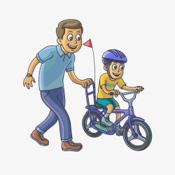 教孩子骑自行车的父亲素材