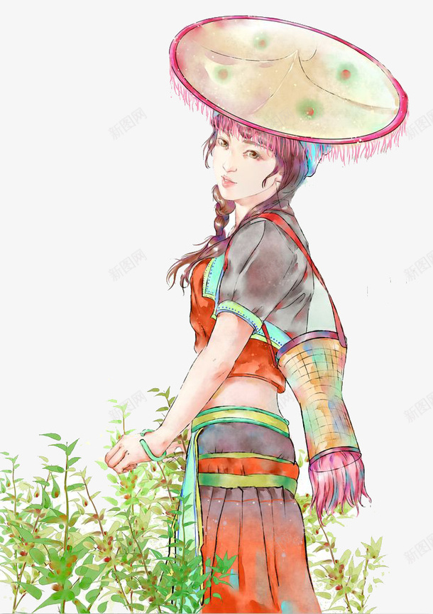 采茶女手绘插画png免抠素材_88icon https://88icon.com 图案 彩绘风格 手绘风格 插画 茶叶制作 装饰 采茶女 采茶手绘