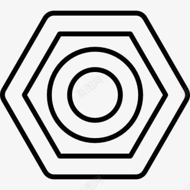 六边形的轮廓六边形和圆轮廓形状图标图标