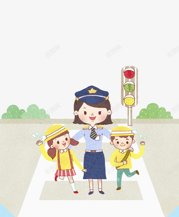 可爱交警和小孩场景图png免抠素材_88icon https://88icon.com 交警 卡通 可爱的 小孩 斑马线 漂亮的 红绿灯 高兴地