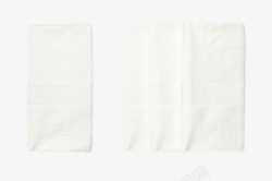 两张白色带褶皱的纸巾实物素材
