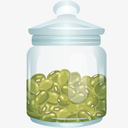 瓶子里的绿豆插画矢量图素材