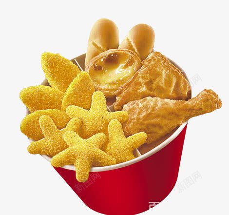鸡腿大餐png免抠素材_88icon https://88icon.com 全家桶 快餐 纸桶 蛋挞 金黄