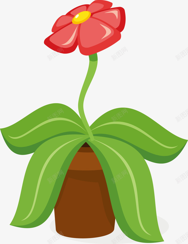 花盆里的一朵红花矢量图eps免抠素材_88icon https://88icon.com 一盆花 矢量花朵 红色 红色花朵 花朵 鲜花PNG 矢量图