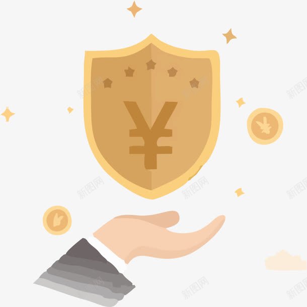 金钱保险png免抠素材_88icon https://88icon.com 插画 盾牌 金色 金钱 金钱png