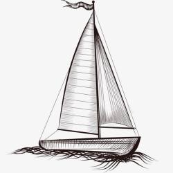 海上交通手绘帆船高清图片
