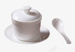 勺子炖罐白色带勺子炖罐高清图片