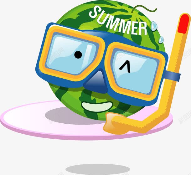 戴着潜水镜的西瓜png免抠素材_88icon https://88icon.com sale summer 卡通 可爱 可爱西瓜表情 头像 潜水镜 西瓜 西瓜表情