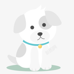 立耳朵小狗白色扁平化小狗元素高清图片