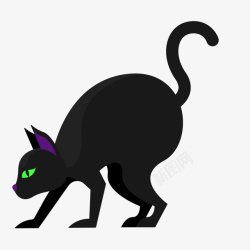 一只警惕着的黑猫矢量图素材