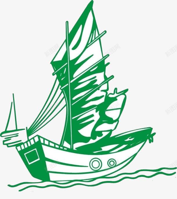 乘风破浪png免抠素材_88icon https://88icon.com 大海 帆船 手绘 扬帆出海 海上交通 绿色