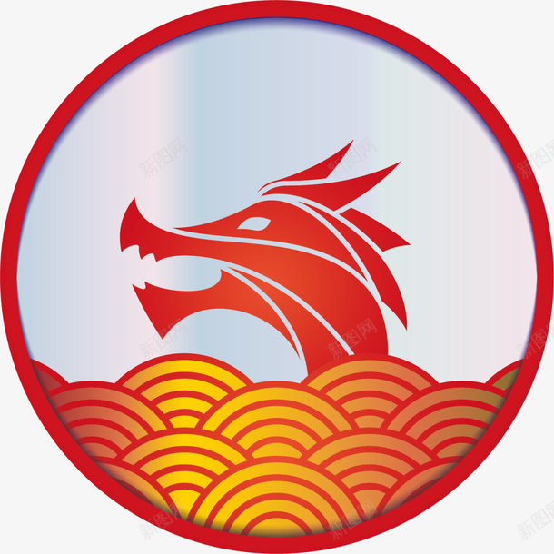 金色闪耀水壶巨龙标签png免抠素材_88icon https://88icon.com 传统节日 农历五月初五 圆形标签 巨龙标签 海浪标签 端午节