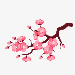 手绘粉色树枝鲜花矢量图素材