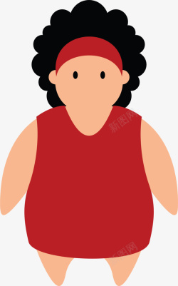 红衣扁平卡通女胖子素材