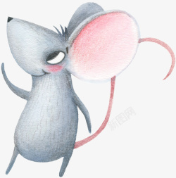 小老鼠水彩涂鸦插画素材