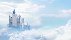 白色高大上的建筑群云层上的白色城堡海报背景高清图片