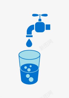 蓝色水珠喝水处标识图标图标