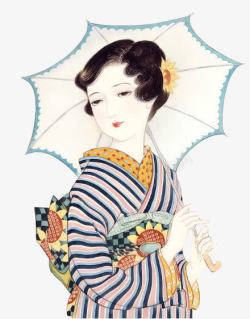 日式执伞的女人海报背景素材