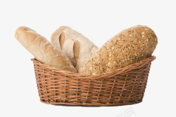 编织竹篮里的法式面包实物素材