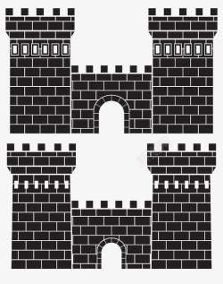 黑色手绘城墙拱门素材