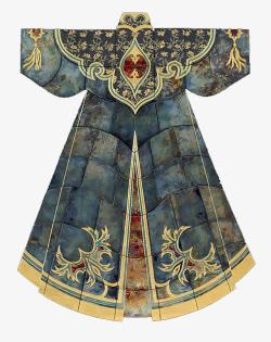 藏青色瓷砖旗袍素材