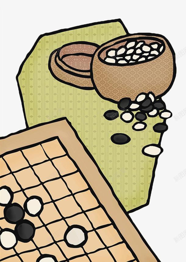 手绘围棋棋盘棋子png免抠素材_88icon https://88icon.com 下棋卡通 围棋 手绘 手绘下棋 棋子 棋盘格