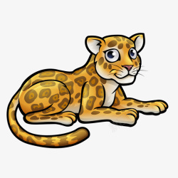 手绘的豹子卡通豹子动物矢量图高清图片