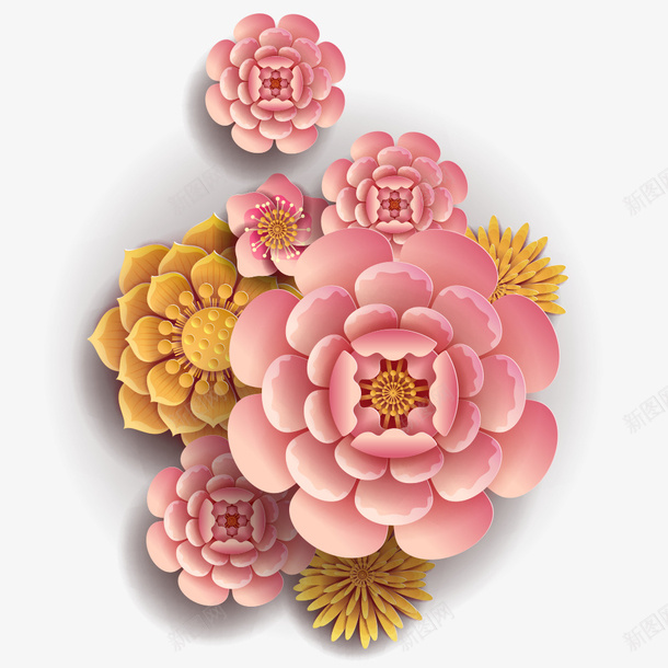 装饰剪纸艺术花瓣png免抠素材_88icon https://88icon.com 中国风 剪纸 花瓣 装饰