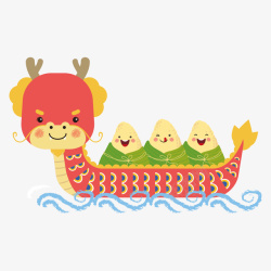 中国风划龙舟卡通可爱粽子划龙舟矢量图高清图片