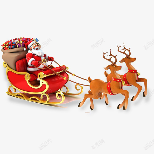 圣诞老人鹿车png免抠素材_88icon https://88icon.com 圣诞口袋 礼物 红色 节日气氛 送礼物 骑鹿的圣诞老人 麋鹿车