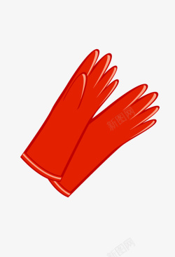手绘卡通红色橡胶手套素材