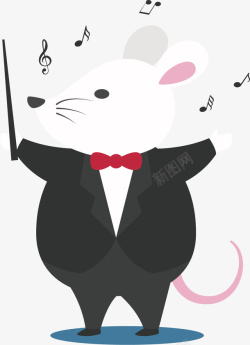 一个指挥音乐的老鼠矢量图素材