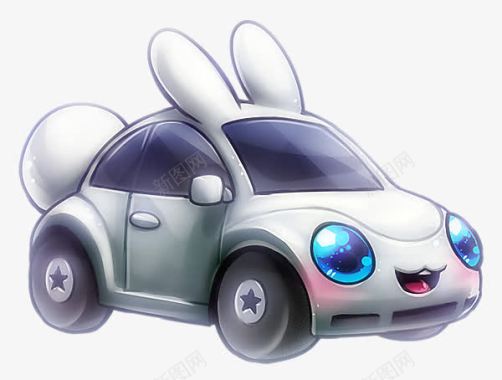 卡通兔子汽车图标图标