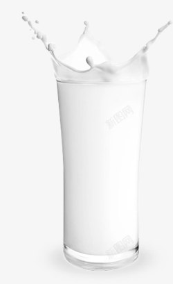 白色玻璃杯低落散开的牛奶高清图片