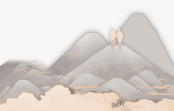 卡通手绘登高节山景素材