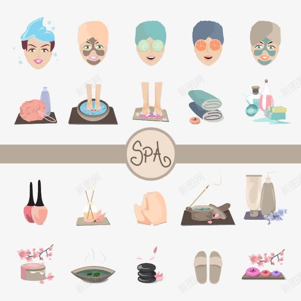 卡通spa元素png免抠素材_88icon https://88icon.com spa 免费png图片 免费矢量素材 女人 按摩 美容 美容院