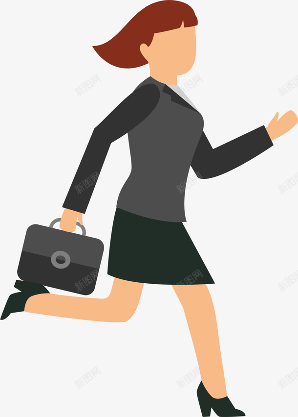 跑步上班的女人插画png免抠素材_88icon https://88icon.com 人物插画 奔跑 女人插画 提着公文包 职场女性 跑步上班
