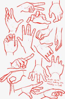 速写线描各种手势的手高清图片
