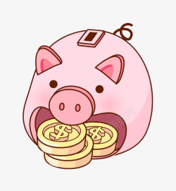 可爱的小猪存钱罐图素材