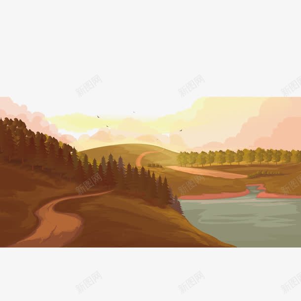 卡通风景png免抠素材_88icon https://88icon.com Banner 创意横幅设计 卡通风景 底纹背景 底纹边框 时尚横幅 横幅背景 秋天横幅海报